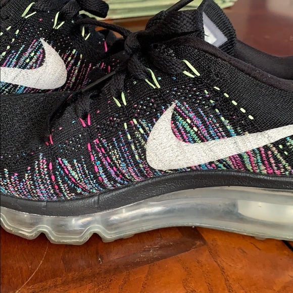 Flyknit Air Max Black/Multi pink green women 5.5 - Picture 5 of 6